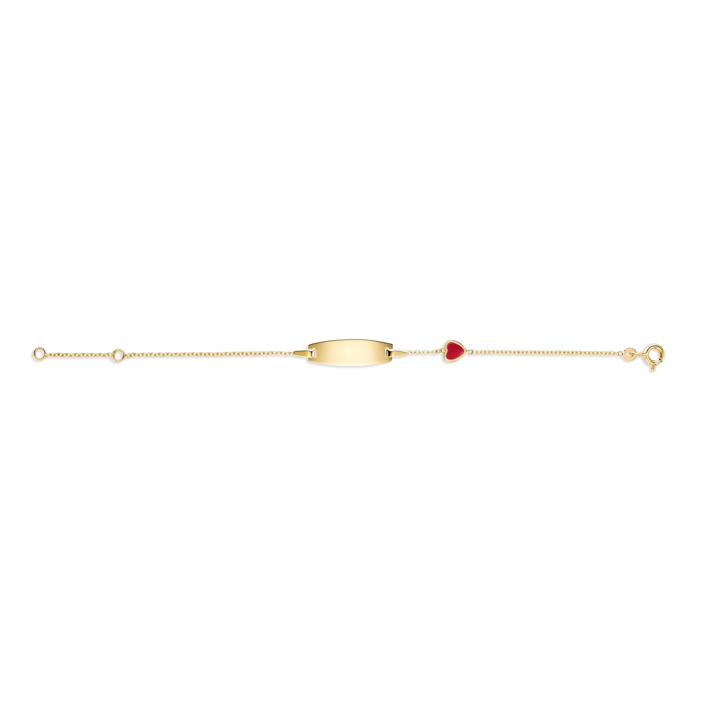 UNICORNJ 14k Yellow Gold Girls ID Bracelet Engravable With Enamel Charm For Girls Kids Toddler Baby Made In Italy 5.5"