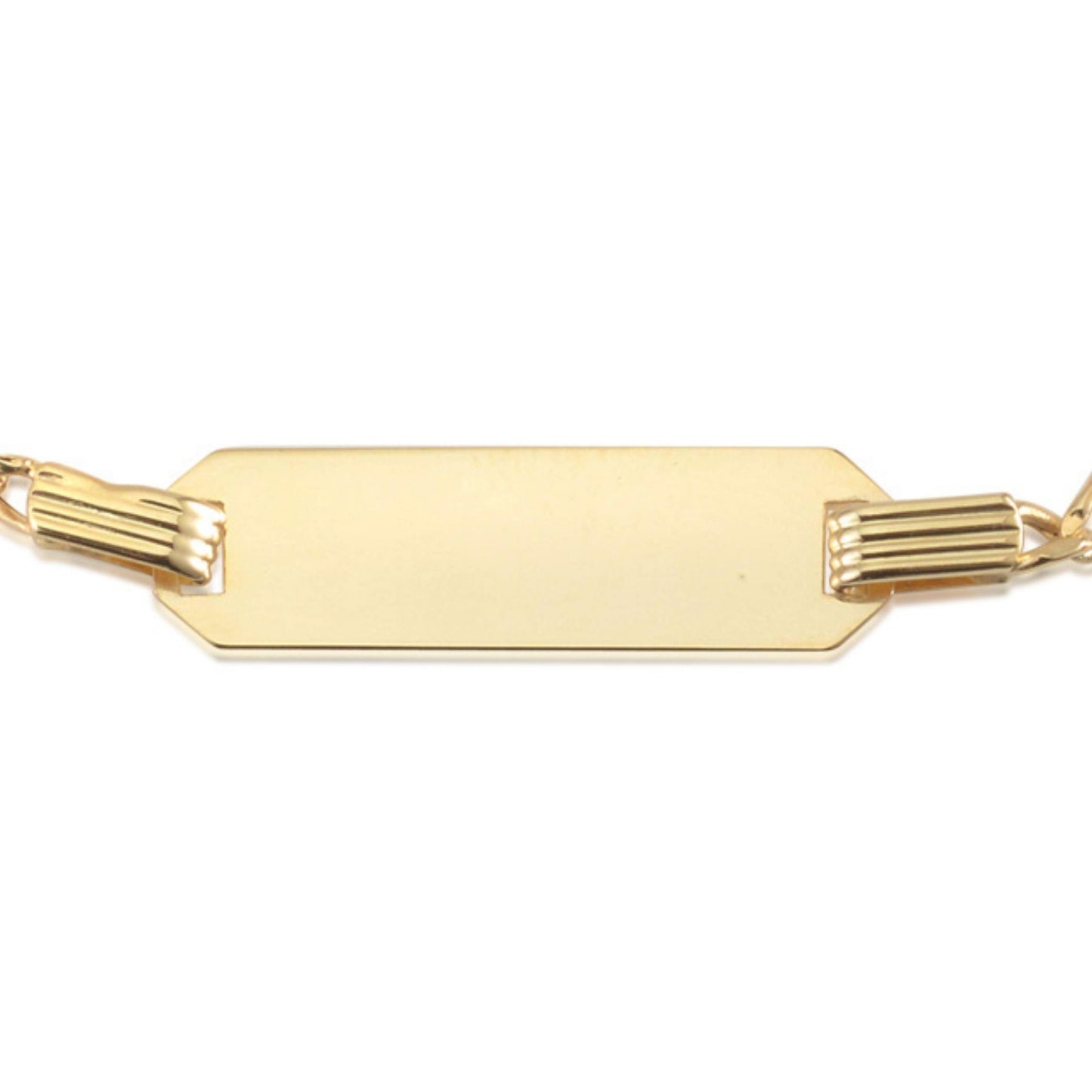 14k Solid Gold ID Bracelet With Figaro Chain For Children Personalized Engraved Name Plate Gift For Girls And Boys Made In Italy