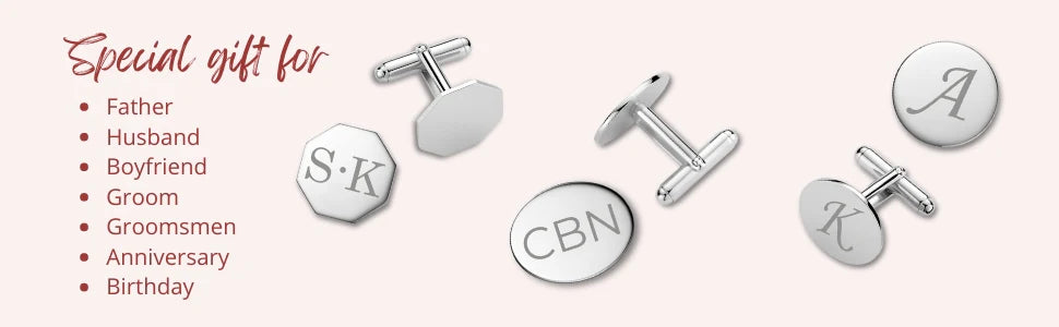 Sterling Silver Cufflinks For Men Personalized With Engraved Initials Or Name Oval Shape Gift For Men - Made In Italy