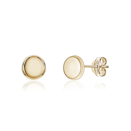 14k Yellow Gold Button Round Stud Earrings Girls Women Babies