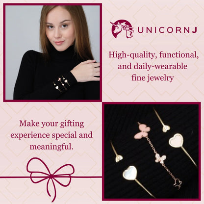 "Just For You" Set - 14K Yellow Gold Heart Leverback Bracelet, Earrings and Pendant Necklace Mother Of Pearl