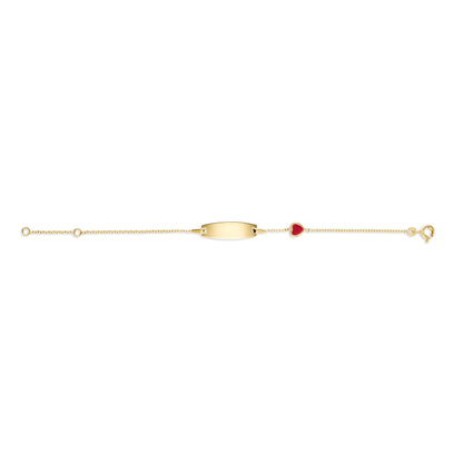 UNICORNJ 14k Yellow Gold Girls ID Bracelet Engravable With Enamel Charm For Girls Kids Toddler Baby Made In Italy 5.5"