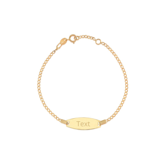 14k Gold ID Bracelet Engravable Girls Boys Kids Baby Curb Chain Made in Italy