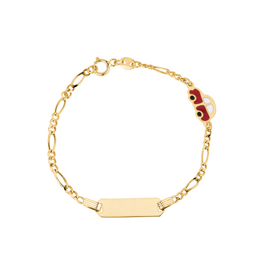 UNICORNJ Kids ID Bracelet 14K Yellow Gold For Boys Figaro Chain Car Italy 5.5" by Dal'lusso