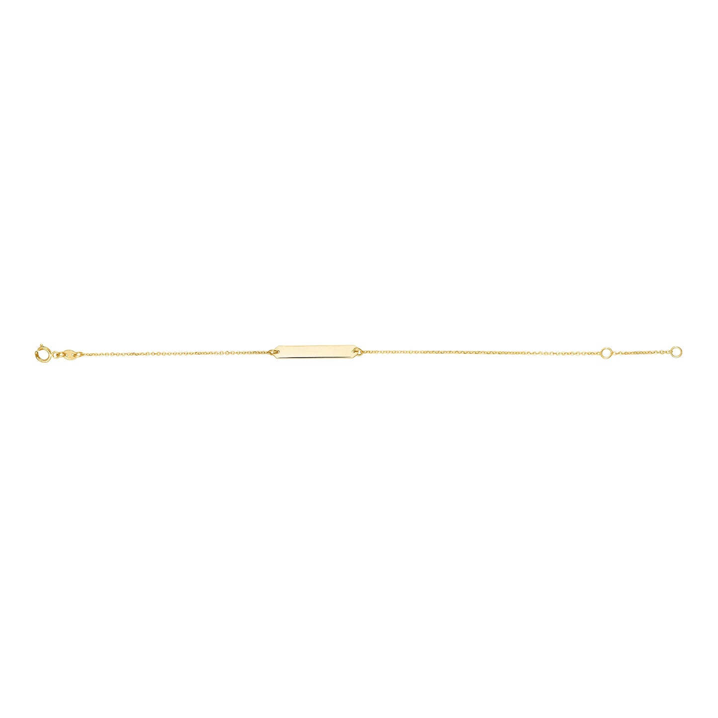 14K Yellow Gold Engravable Personalized ID Bracelet Polished Shiny On Cable Chain Italy