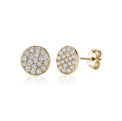 Disc Earrings In 14K Gold With CZ Pave yellow gold