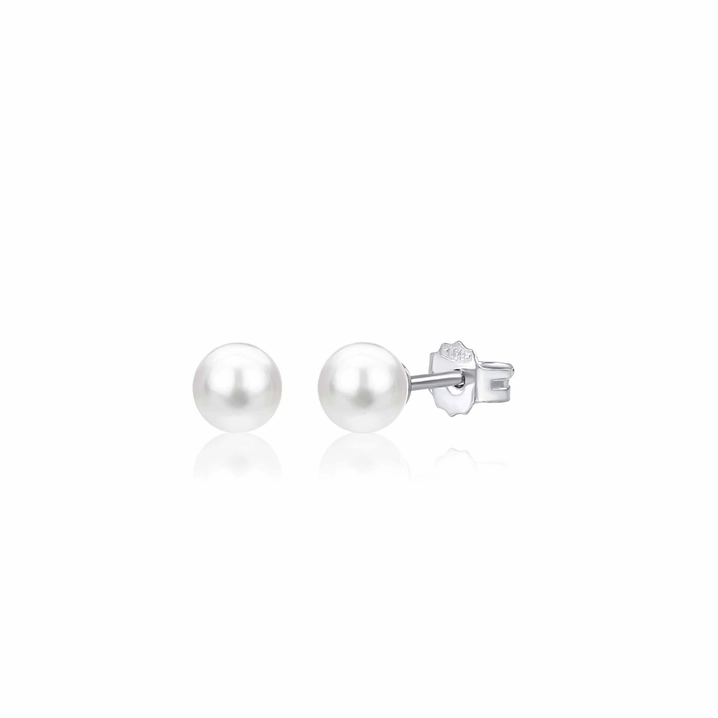 14K White Gold Freshwater Cultured Pearl Post Stud Earrings 6 mm Italy