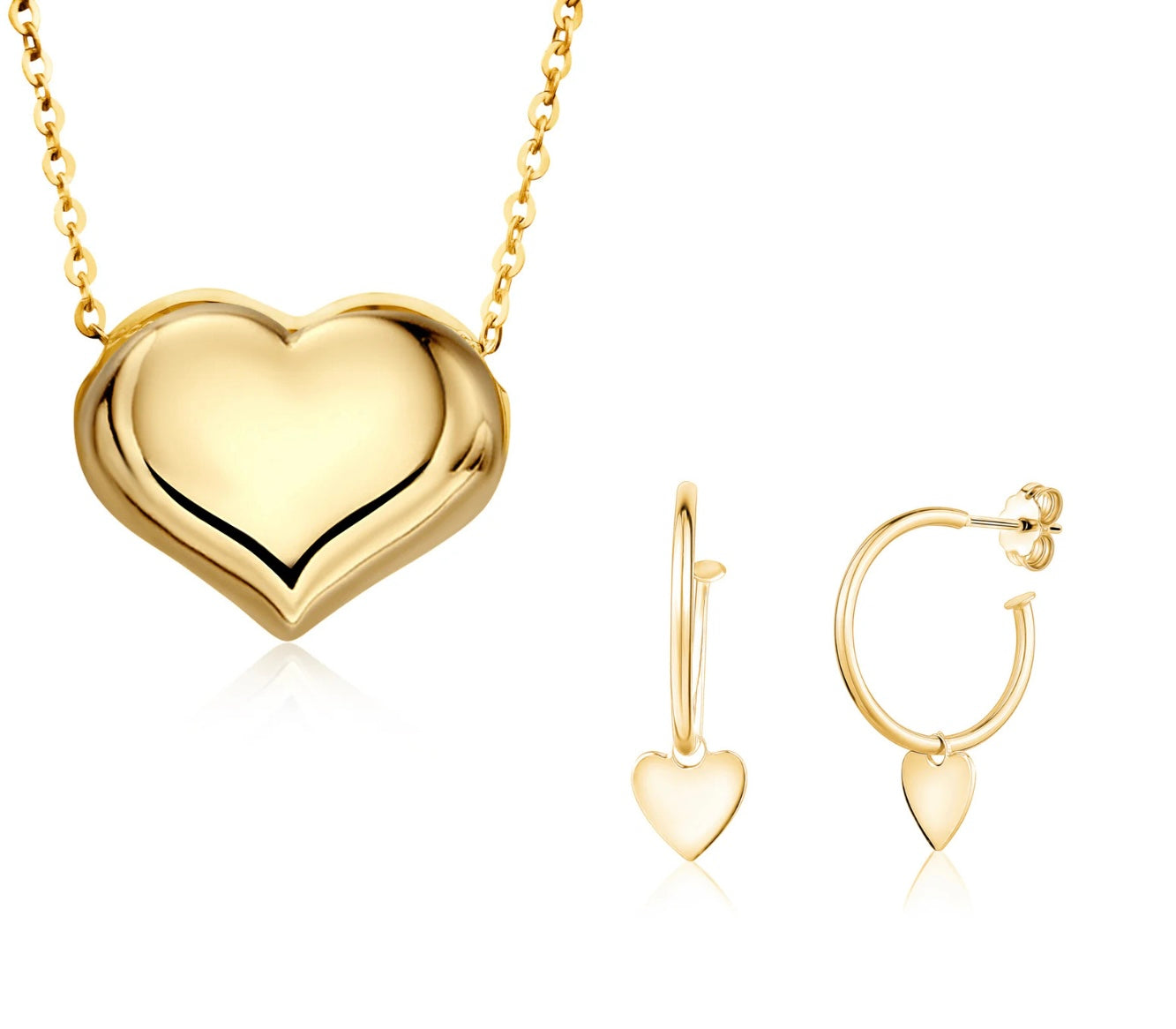 Heart Pendant Necklace & Hoop Style Earring